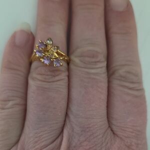 Gold and Purple Floral Ring